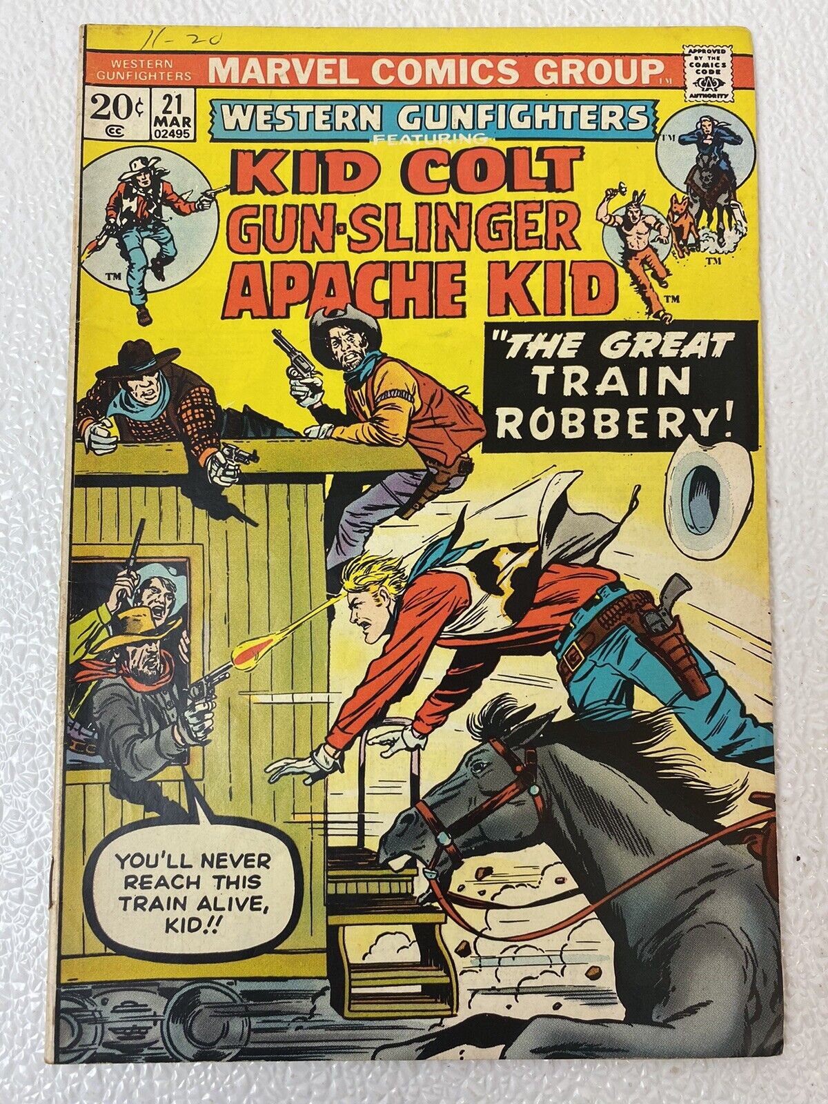 Western Gunfighters Kid Colt #21 1974 - Western Bronze Age Comic Book Boarded