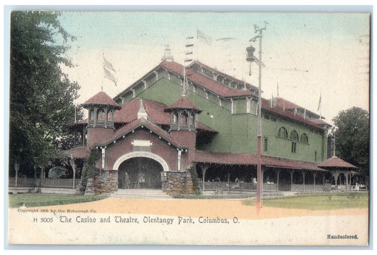 1906 Casino Theatre Olentangy Park Exterior Building Columbus Ohio OH Postcard