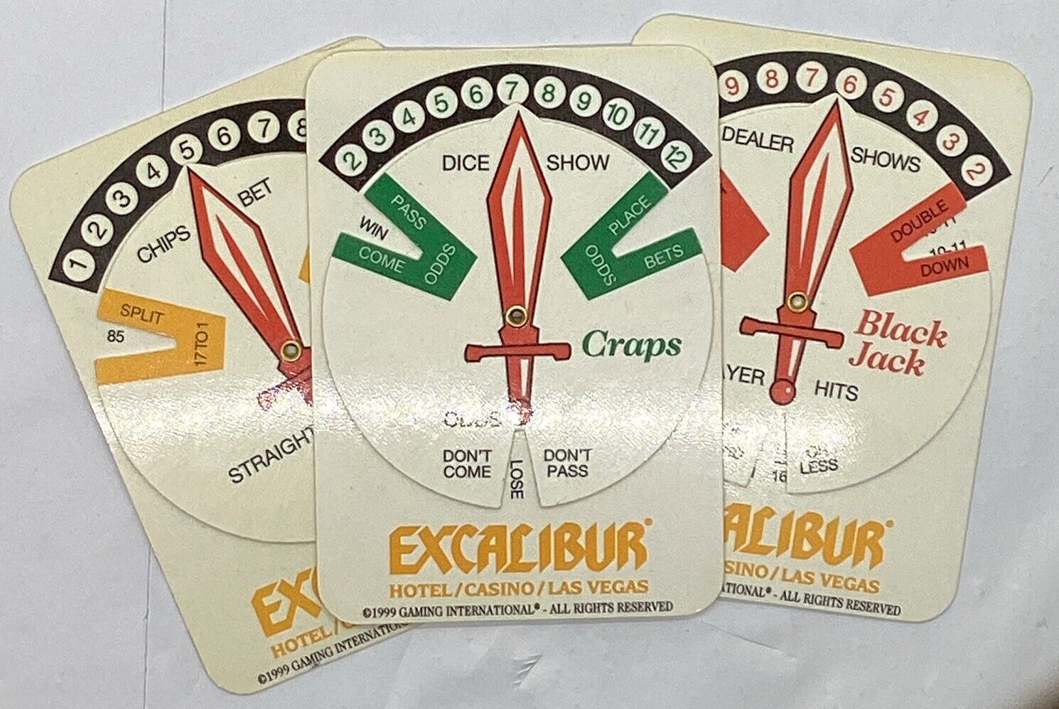 Lot 3 Vintage 1999 EXCALIBUR Gambling Strategy Guides Roulette Craps Blackjack