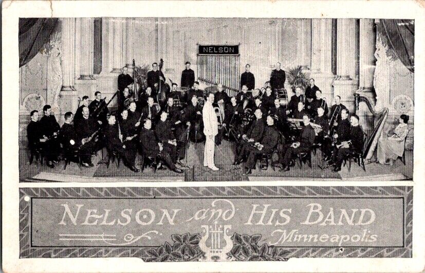 Vintage Postcard Nelson & His Band Minneapolis MN Minnesota c.1915-1930    I-106