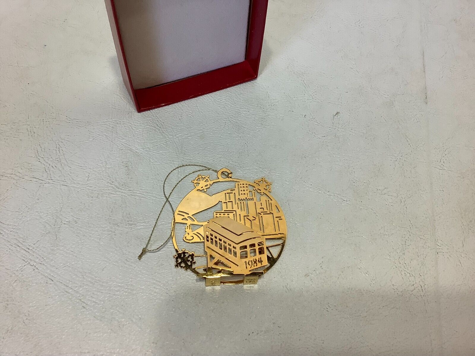 Vintage 1984 Camerlane 24kt Gold Finish Ornament Pittsburgh Cable Car w/Box