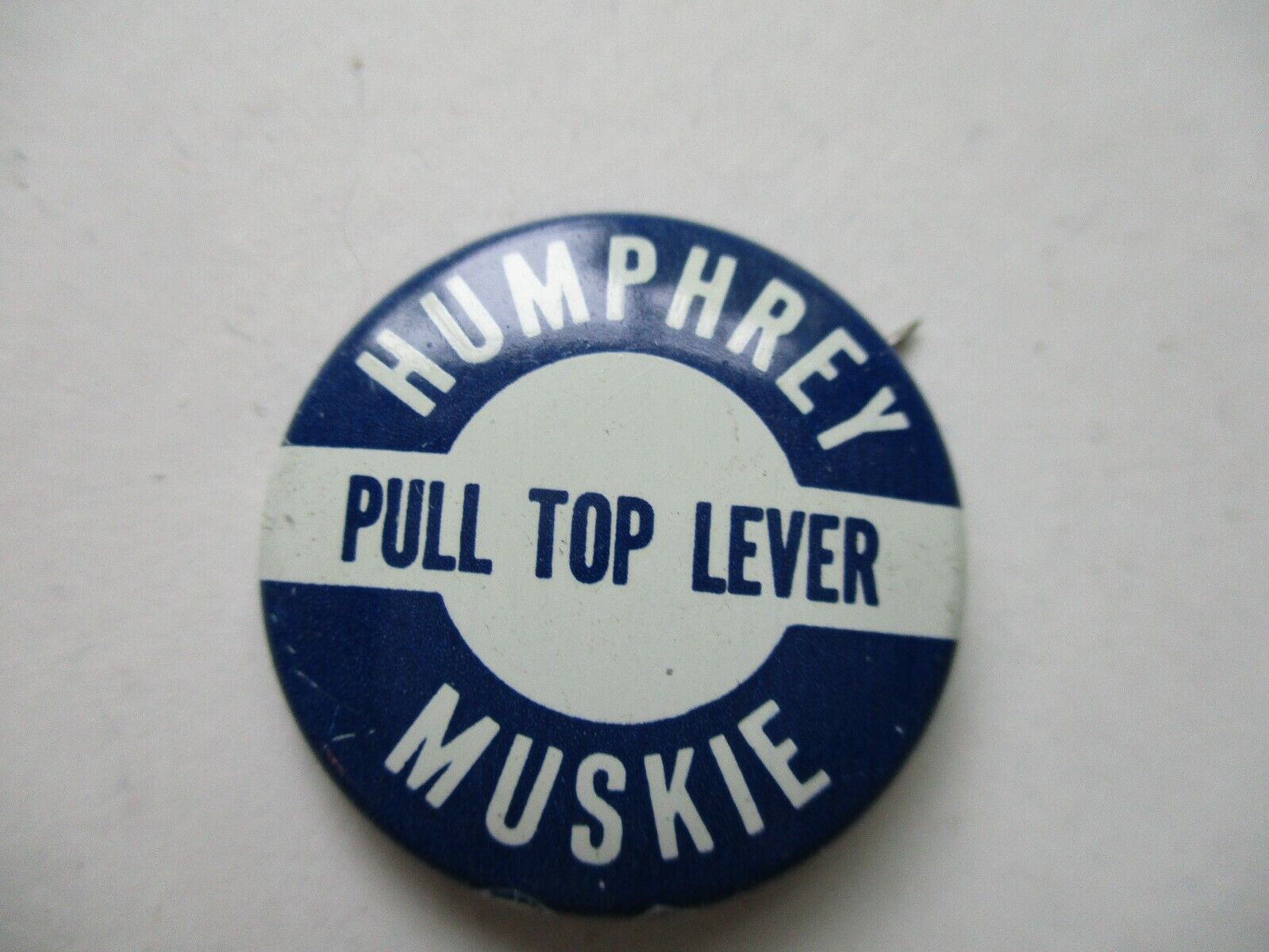 Hubert Humphrey Ed Muskie Pin Back Campaign Button Presidential Pull Top Lever