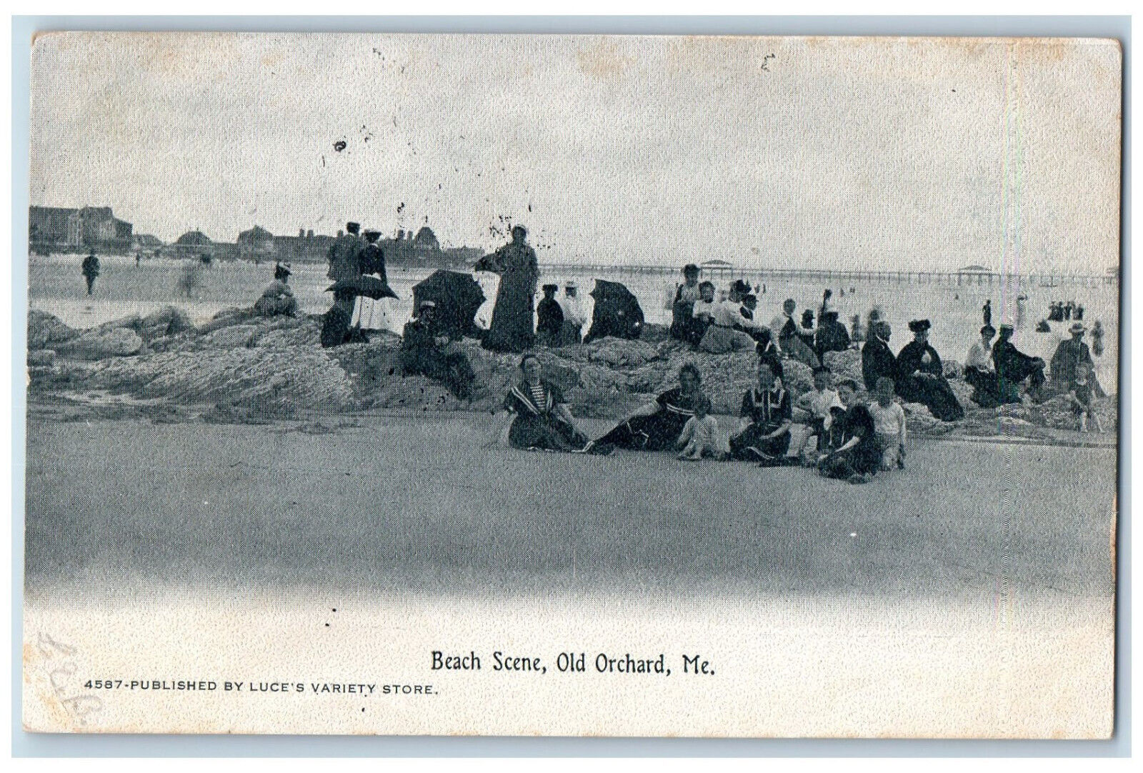 1907 Beach Scene Old Orchard Maine ME E Paper & Stationary Co Postcard