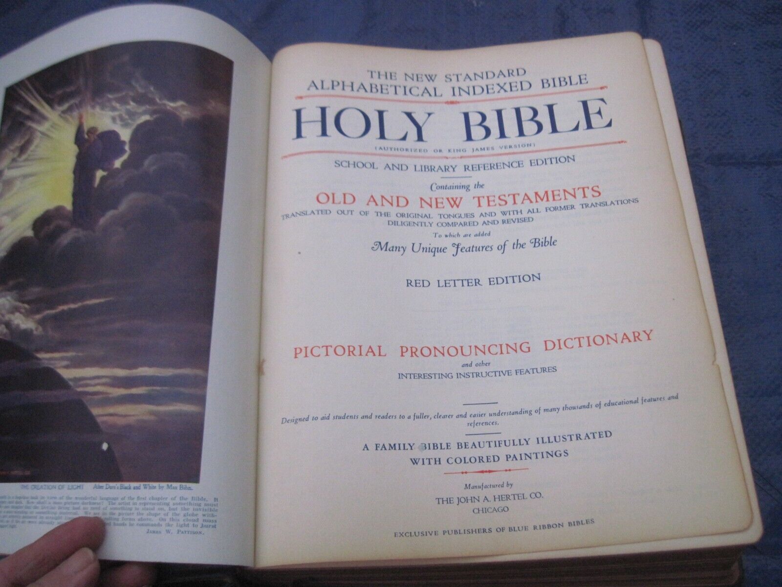 Giant Holy Bible Red Letter Masonic Edition Cyclopedic Indexed Hertel Vtg 1951
