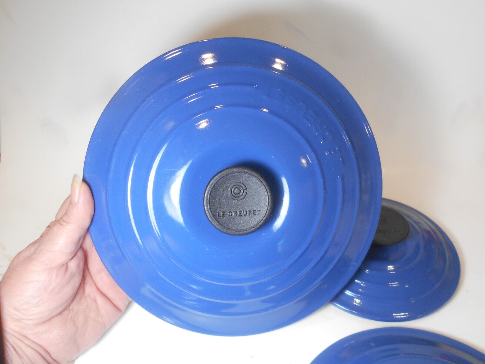VTG Le Creuset France Pan Pot LID ONLY Blue Cast Iron Enamel - 22, 18, 16 or 14