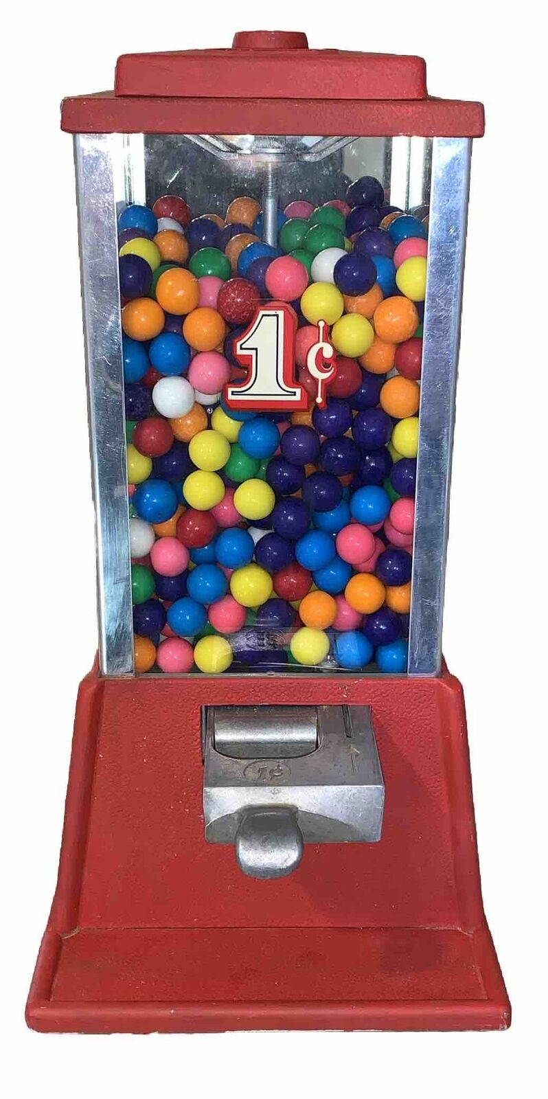 Gum Ball Machine 1 Cent  Dean Penny Arcade Products Red  Co. Cent  Key Needed