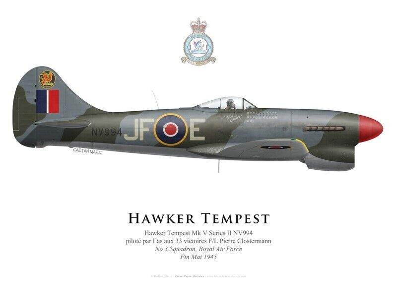 Print Hawker Tempest V, FL Pierre Clostermann, No. 3 Squadron, 1945 (by G.Marie)