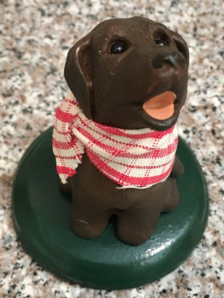 Byers Choice Carolers 2020 Chocolate Labrador with Checkered Scarf