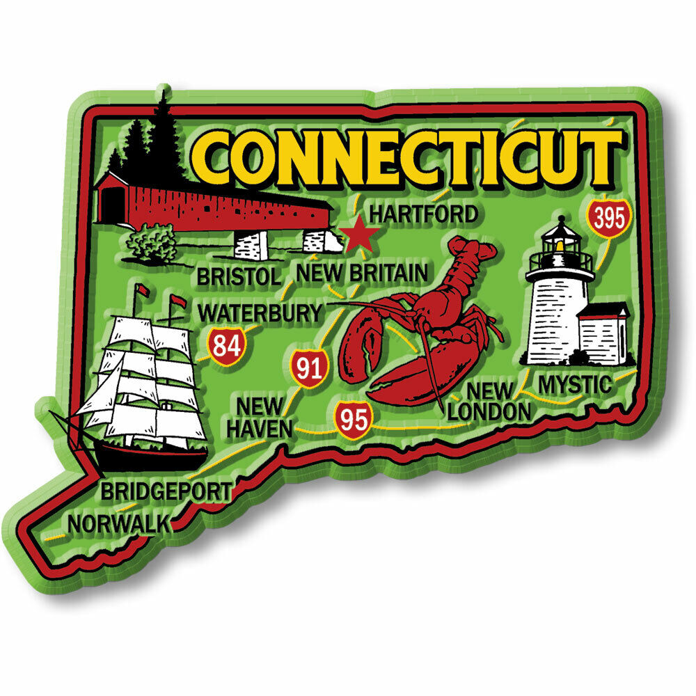 Connecticut Colorful State Magnet by Classic Magnets, 3.6\