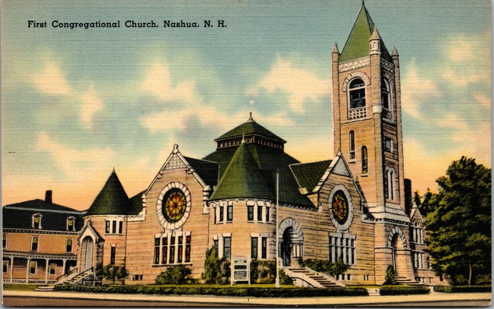 NEW HAMPSHIRE Postcard - Nashua, First Congregational Church 