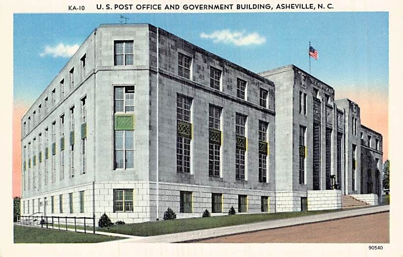 Postcard NC: Post Office & Govt. Bldg., Asheville, North Carolina, Chrome