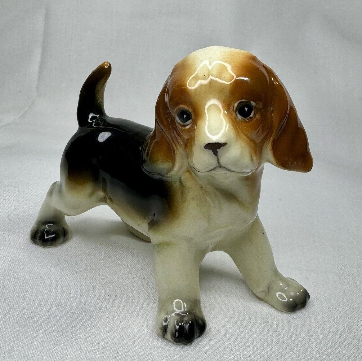 Vintage Ceramic Porcelain Brown Cocker Spaniel Dog Figurine Hand Painted Japan