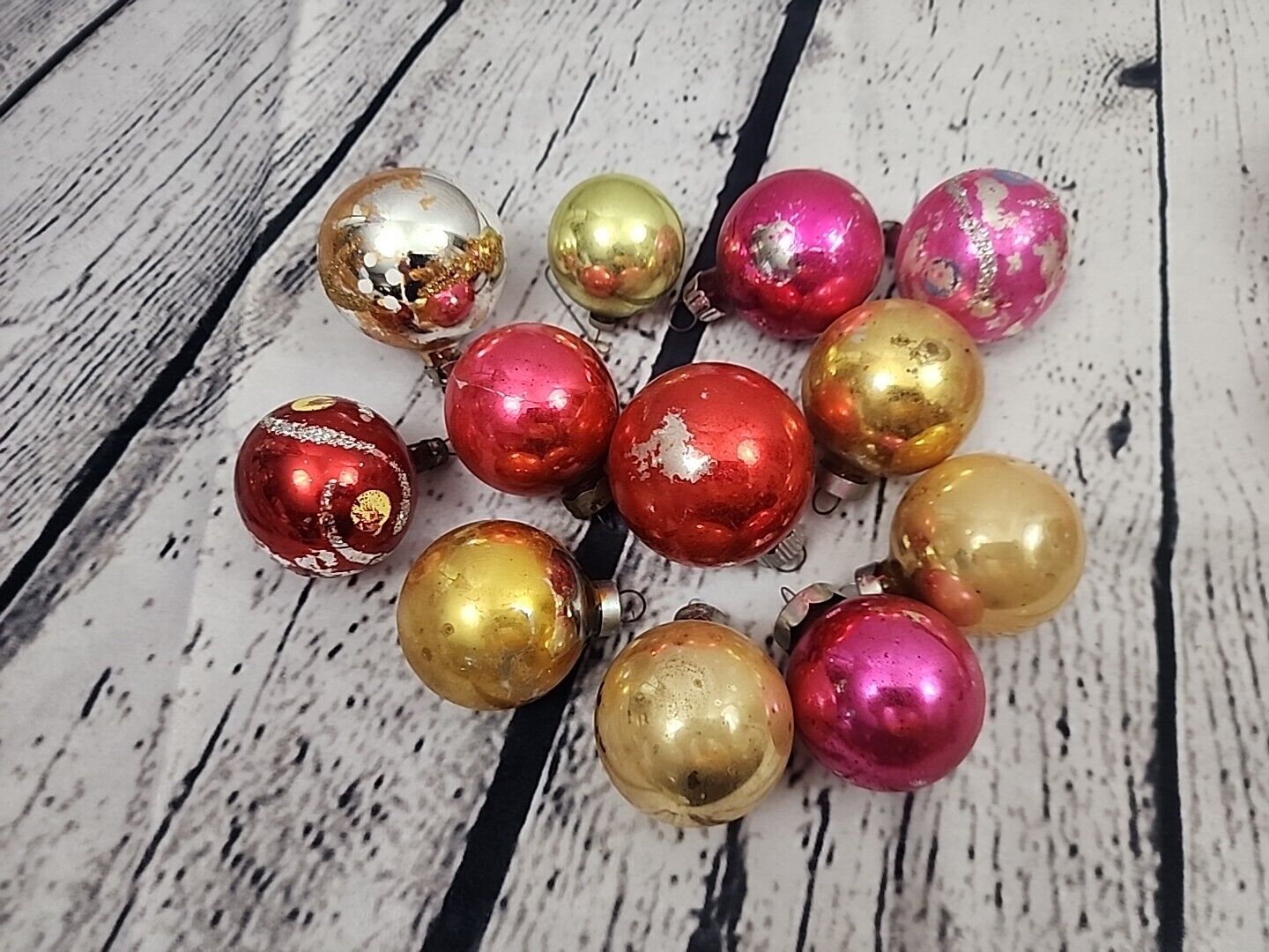 Vintage Christmas Ornaments Mercury Glass Balls Lot of 12