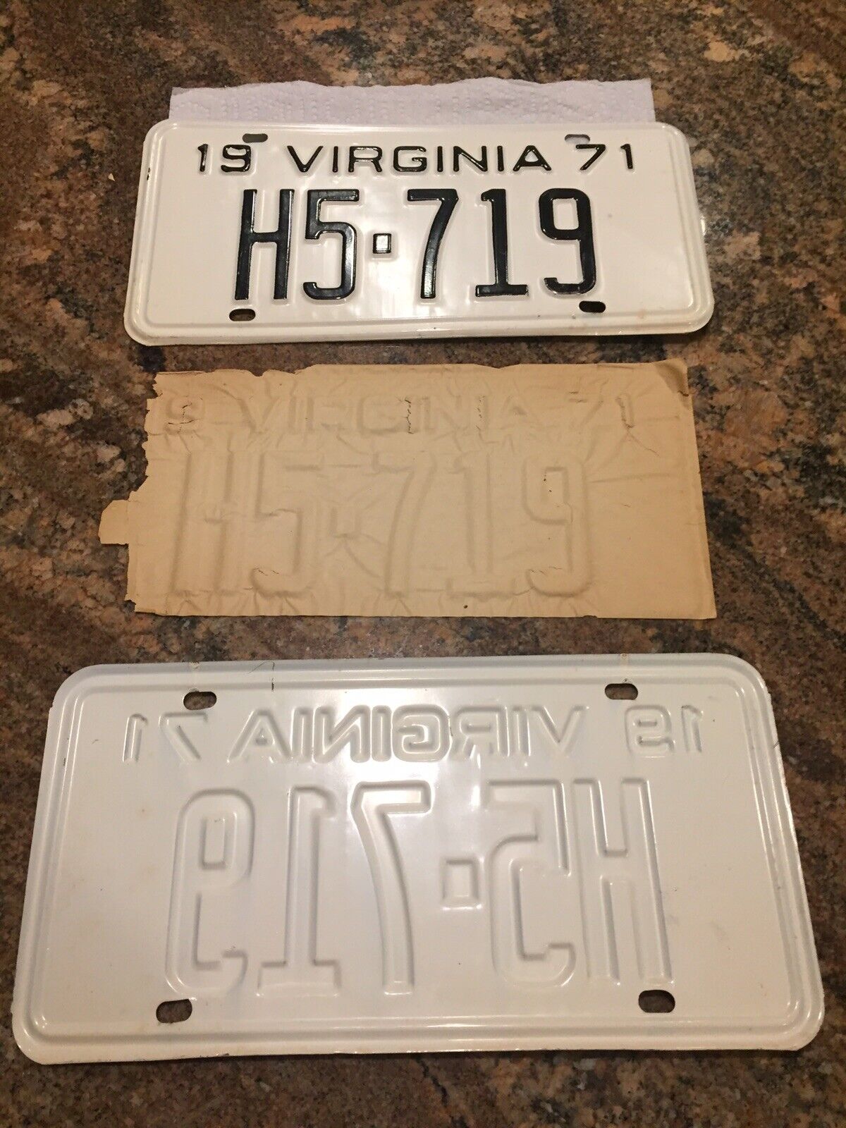 1971 Virginia PAIR License Tags Plates.               H5-719 Va. New NOS