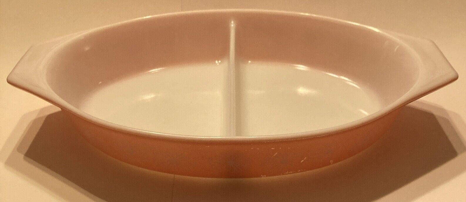 Vintage Pyrex #25 Pink Daisy Divided Oval Casserole Dish 1 1/2 Quart No Lid