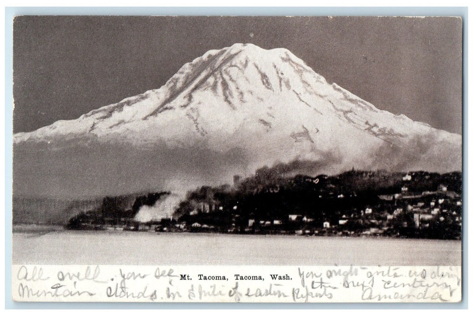 1906 Mt. Tacoma Snow-Capped Scene Tacoma Washington WA Posted Vintage Postcard