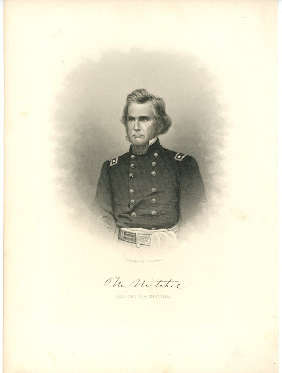 7x10 Original Engraving Union General Ormsby M. Mitchel by J. C. Buttre