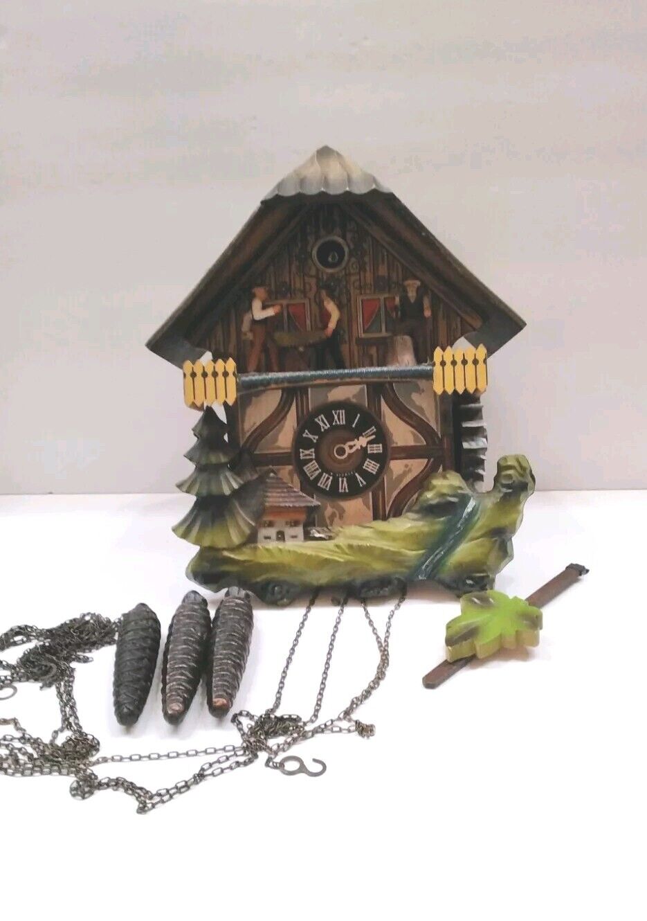 Vintage German E. Schmeckenbecher Black Forest Cuckoo Clock -Sawmill