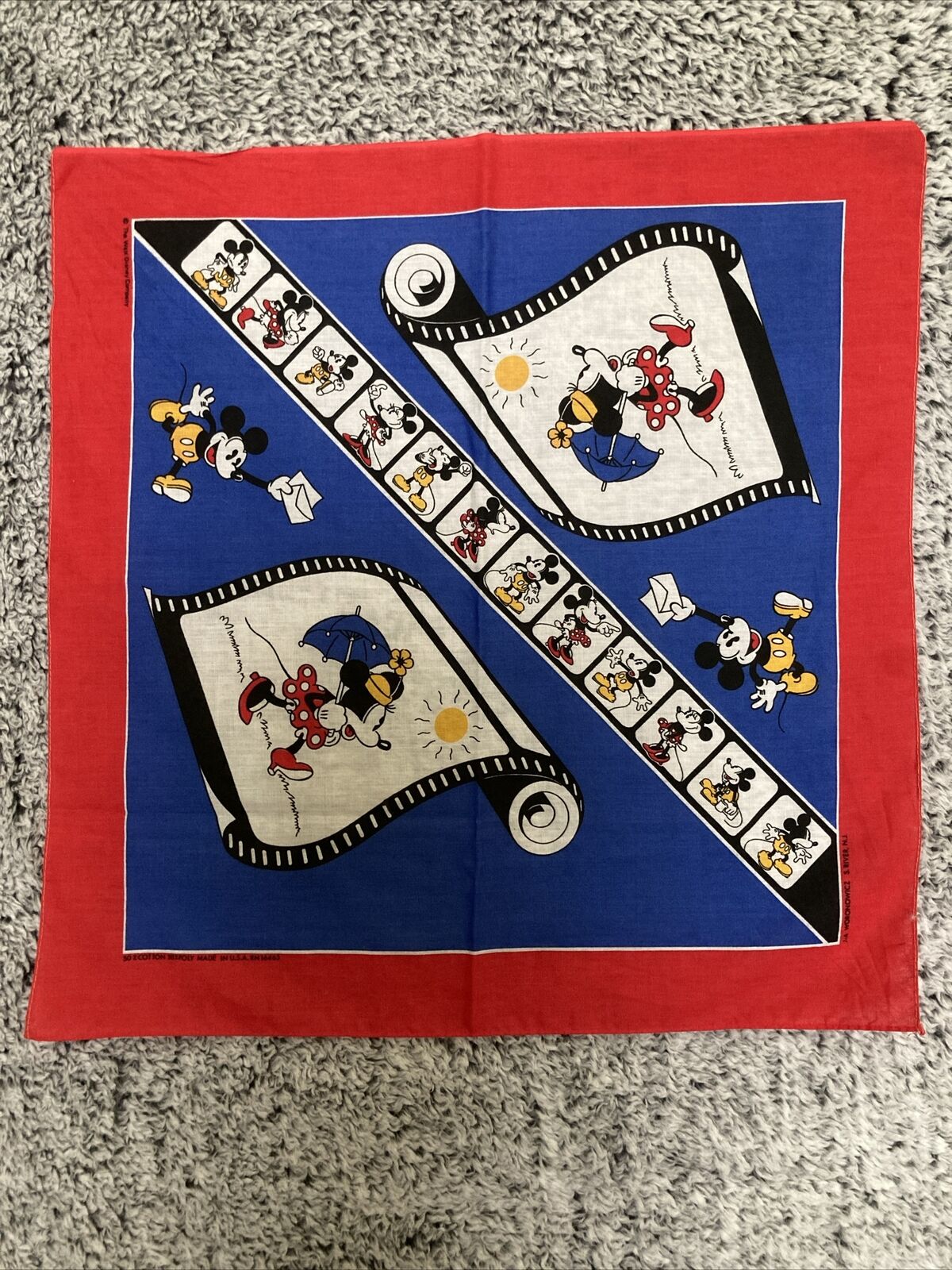 Vintage Mickey Mouse Movie Reels Bandana Minnie The Walt Disney Company