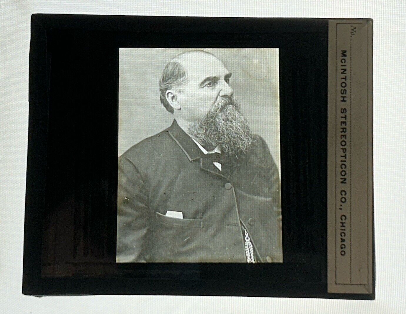 Antique Magic Lantern Glass Slide Portrait Of Man With Beard #94