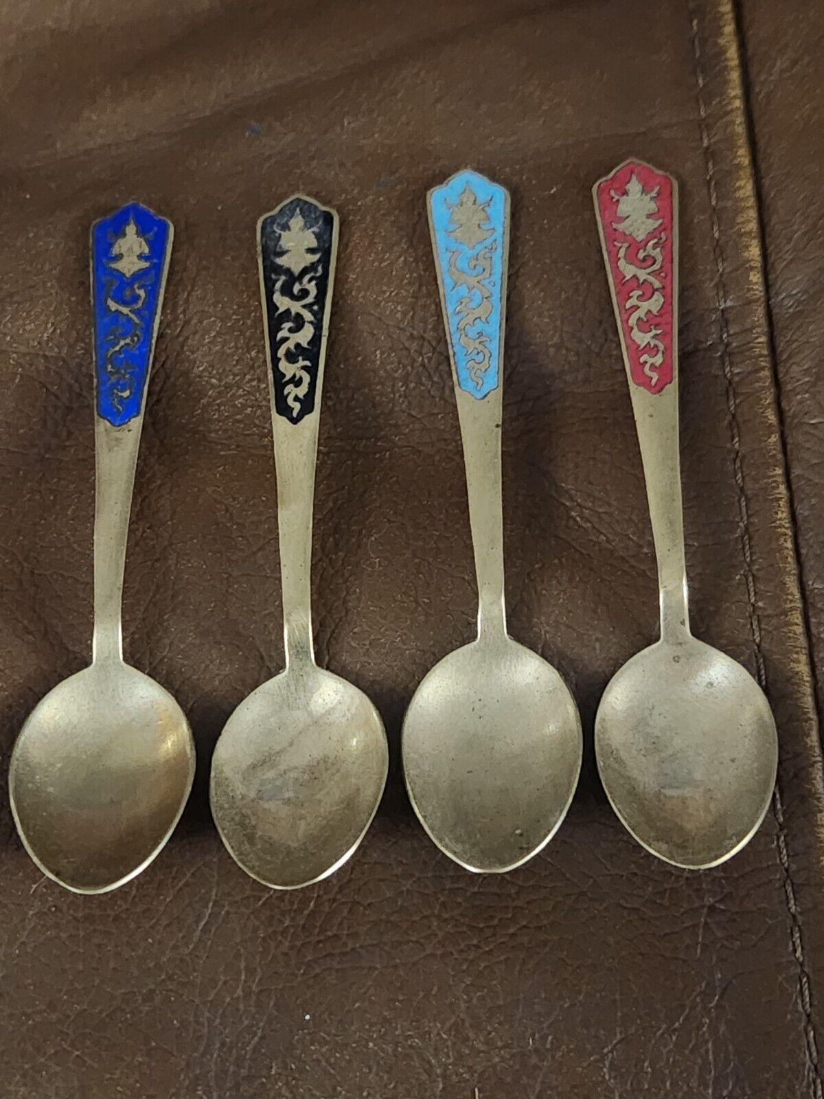 Vintage Siam Brass BUDDHA Demitasse Spoons Thailand 