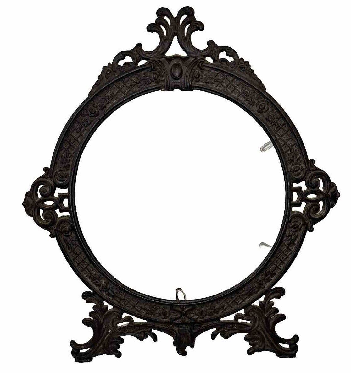 Antique Wrought Iron Picture Frame Very Ornate With Kick Stand Or Can Be Hung