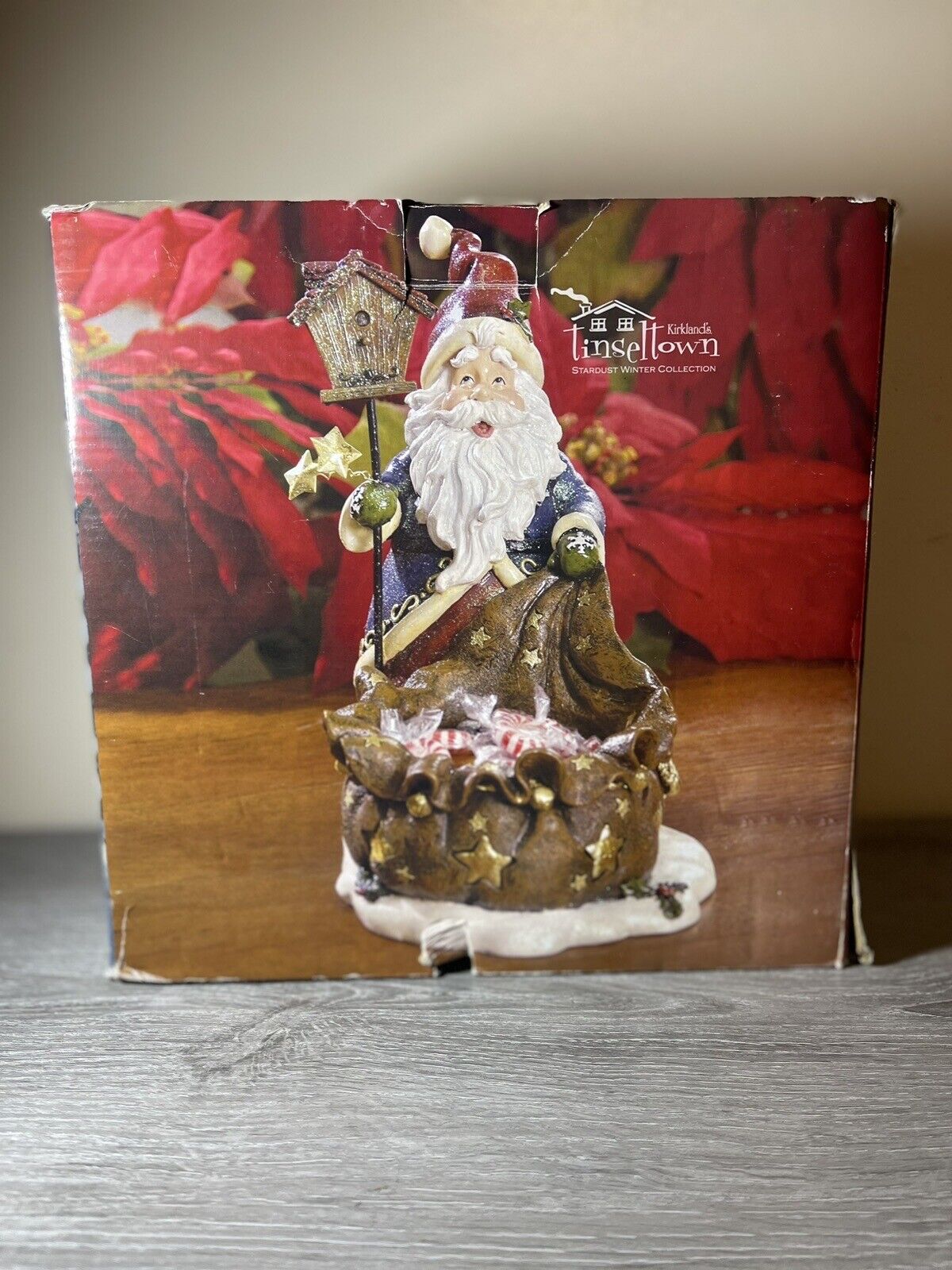 KIRKLAND\'S TINSELTOWN STARDUST WINTER COLLECTION SANTA WITH CANDY BOWL