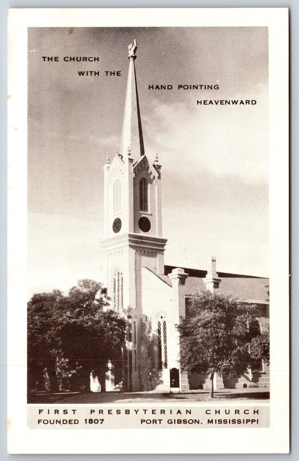 Port Gibson Mississippi~First Presbyterian Church~Hand on Steeple~1950s PC