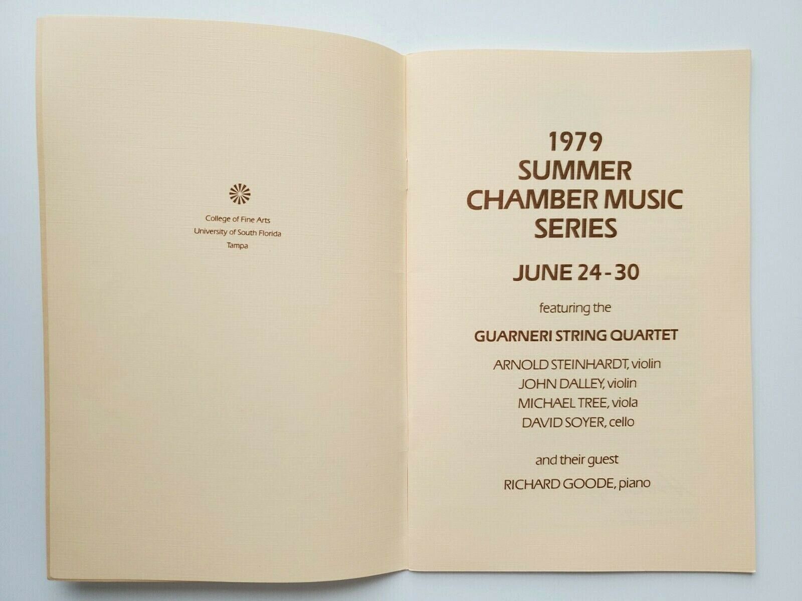 Univ South Florida College Fine Arts Summer Chamber Music 1979 Program Tampa FL