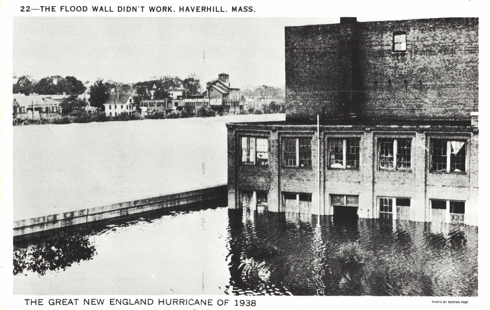 Great New England Hurricane of 1938 Flood Wall Didn’t Work Haverhill MA Postcard