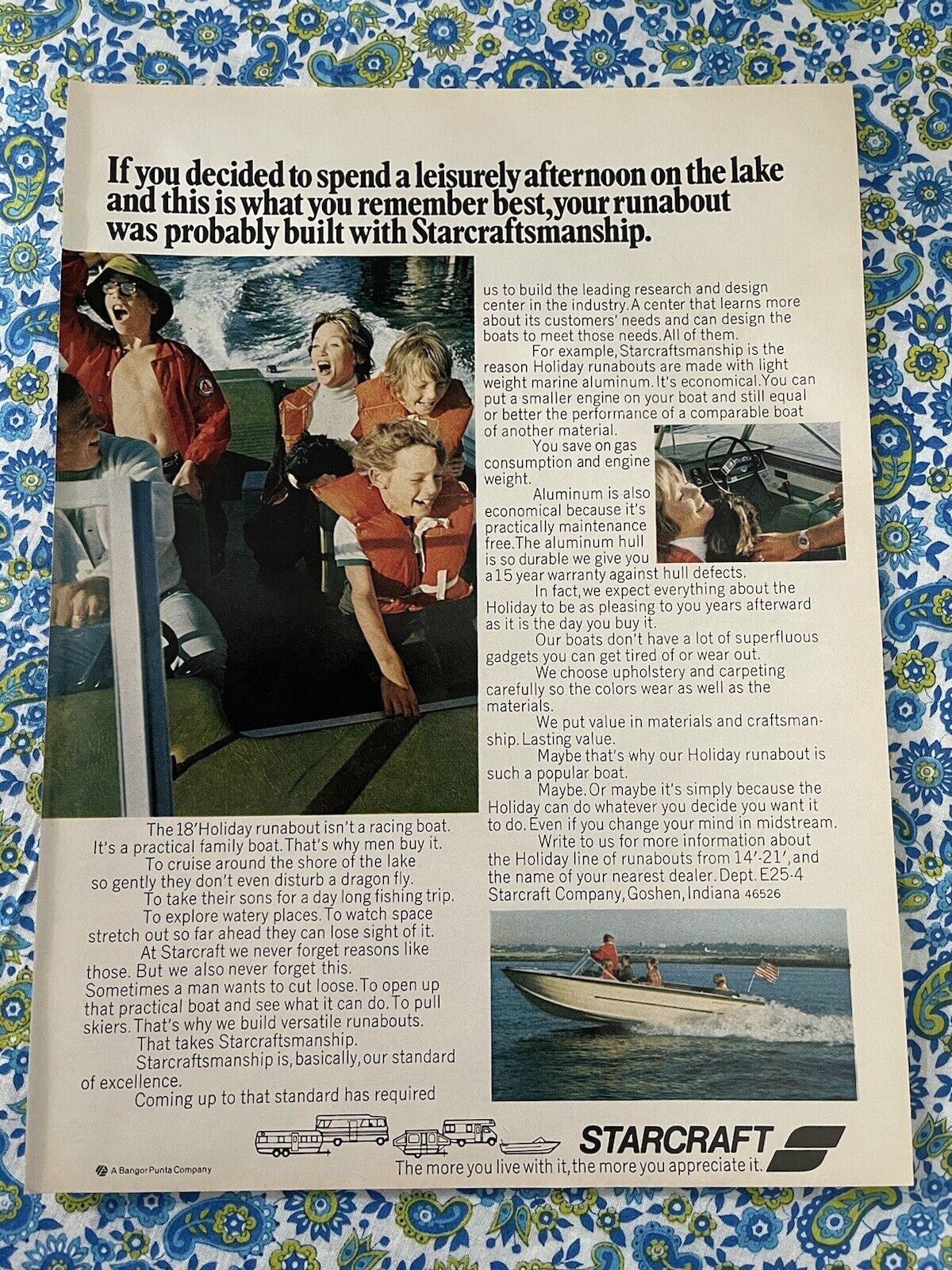 Vintage 1973 Starcraft 18 Ft. Holiday Runabout Boat Print Ad