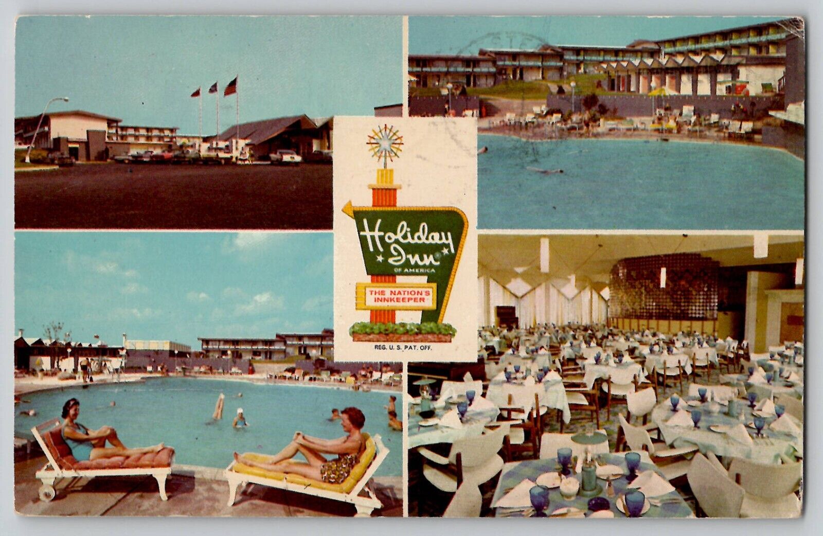1969 Holiday Inn Rochester NY Multiview Chrome Postcard Pool Restaurant Posted