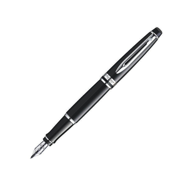 Waterman Expert Fountain Pen - Black Chrome Trim - Medium Point - S0951760 - New