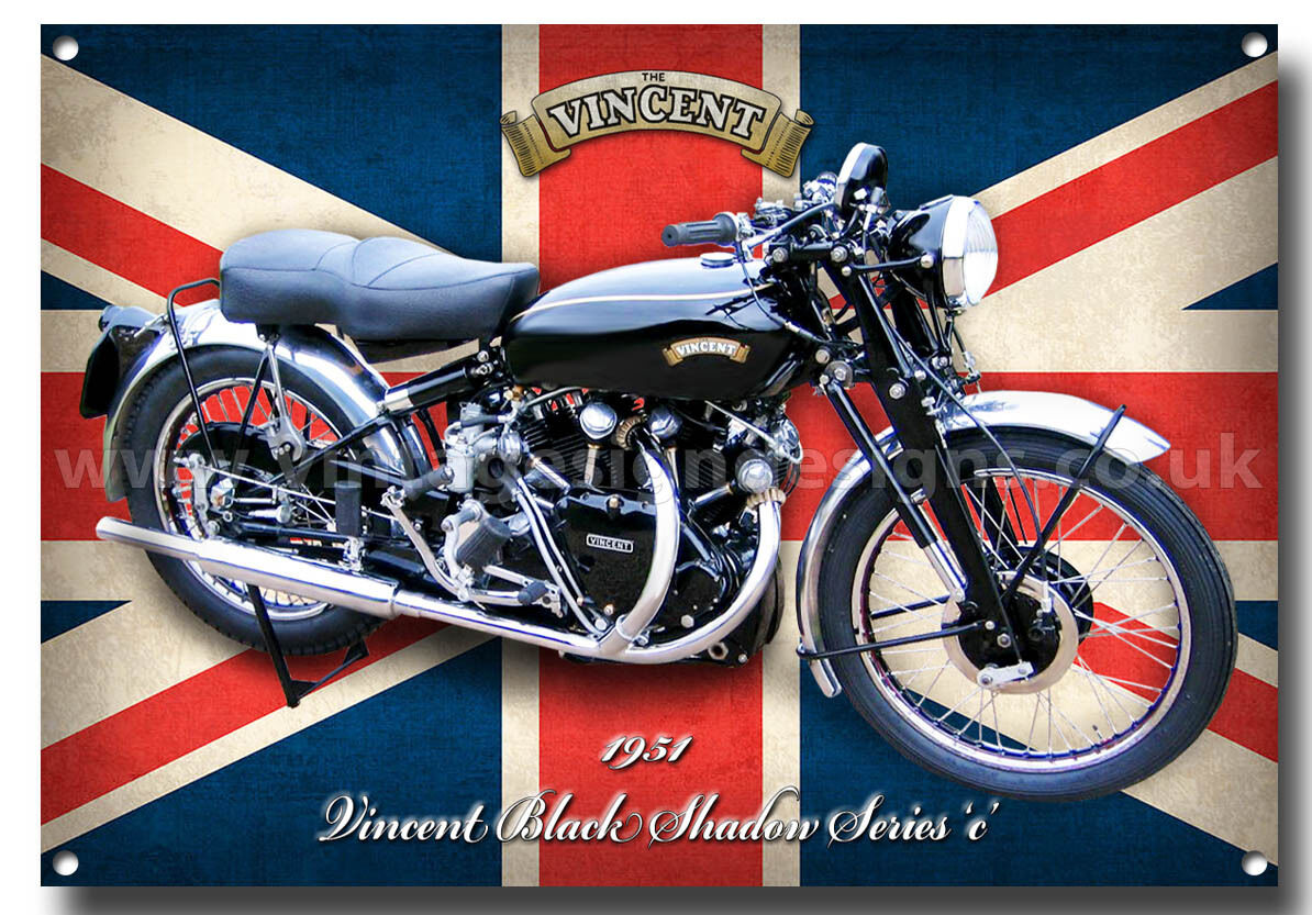 LGE A3 SIZE VINCENT BLACK SHADOW SERIES C MOTORCYCLE METAL SIGN.1951.