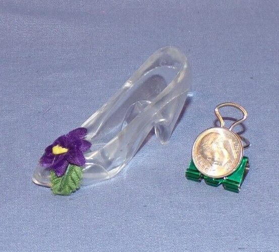 Miniature High Heel Shoe Figurine Flower Floral Plastic Glass Slipper Pump 1.5