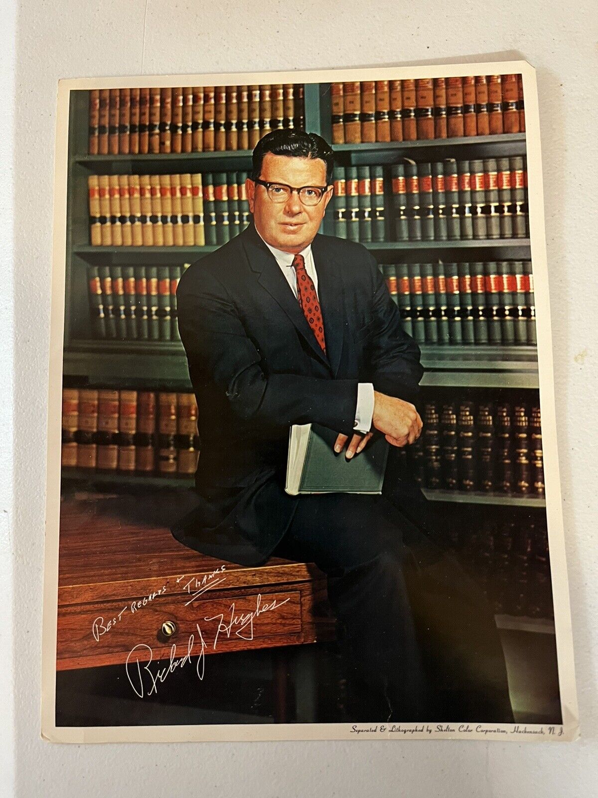 Richard Hughes New Jersey governor lythograph picture poster historic cool