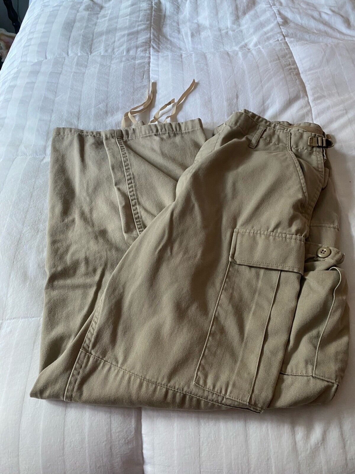 Men's US Navy Flight Deck Trousers/Cargo Pants (Khaki, Size Medium-Long)
