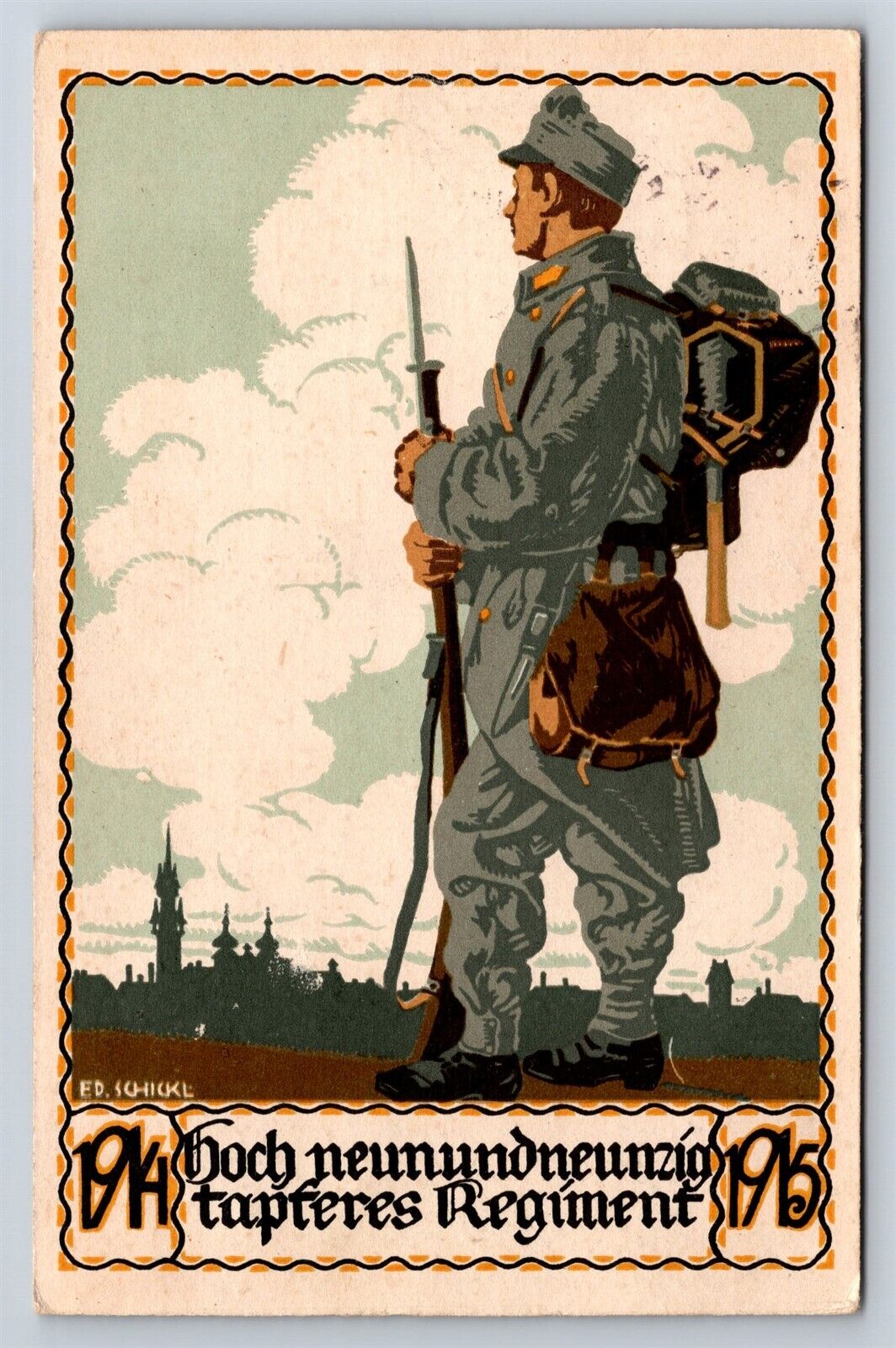 German Postcard WWI Propaganda Soldier Austro-Hungarian Inf. Regiment 99 #2 AT15