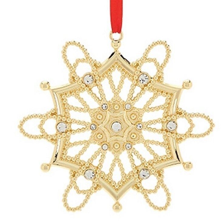 LENOX Colors of Gold Hexagon Snowflake Ornament New 865788