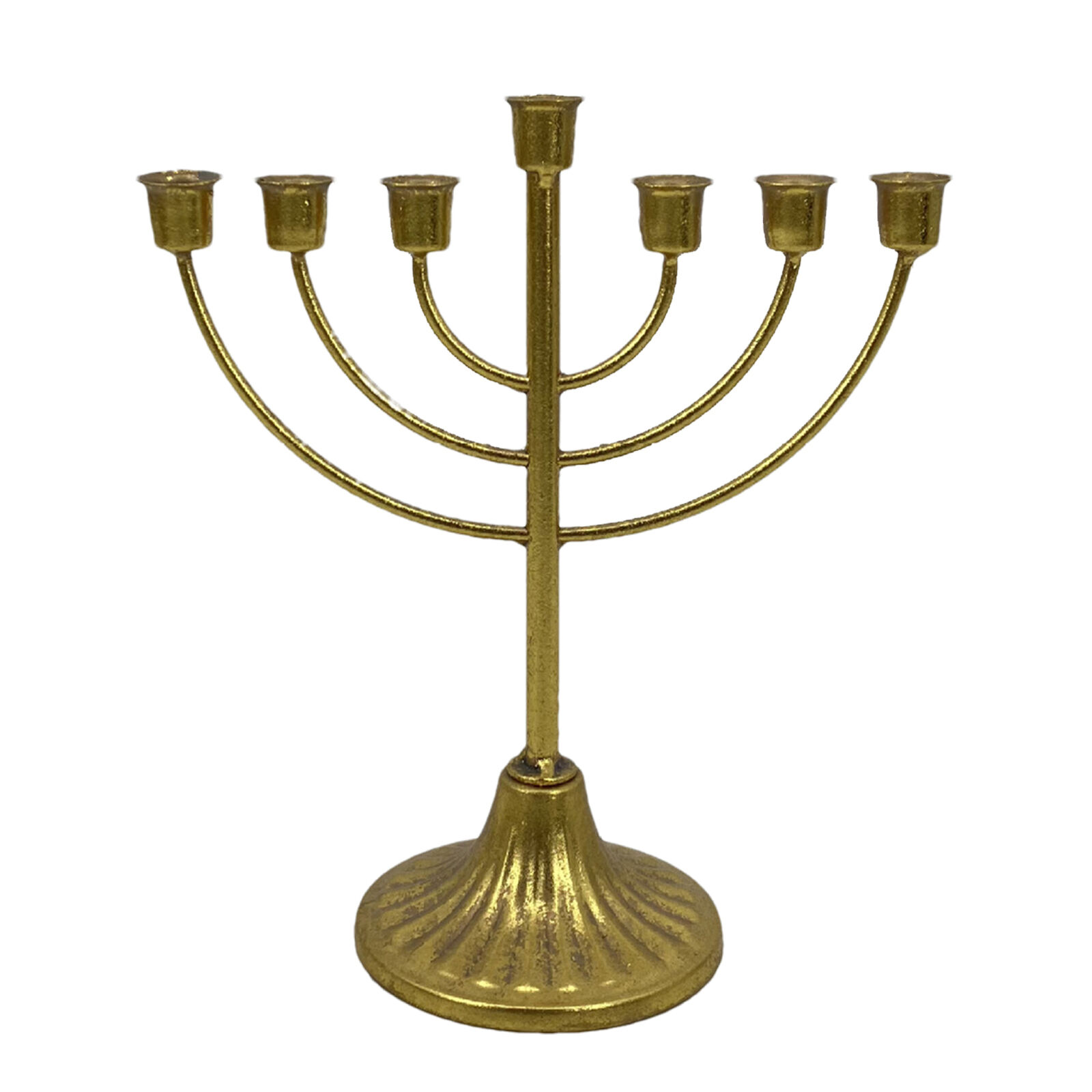 Gold Metal Menorah Anti-Fade Candlestick Holder Fits Standard Hanukkah Candles 