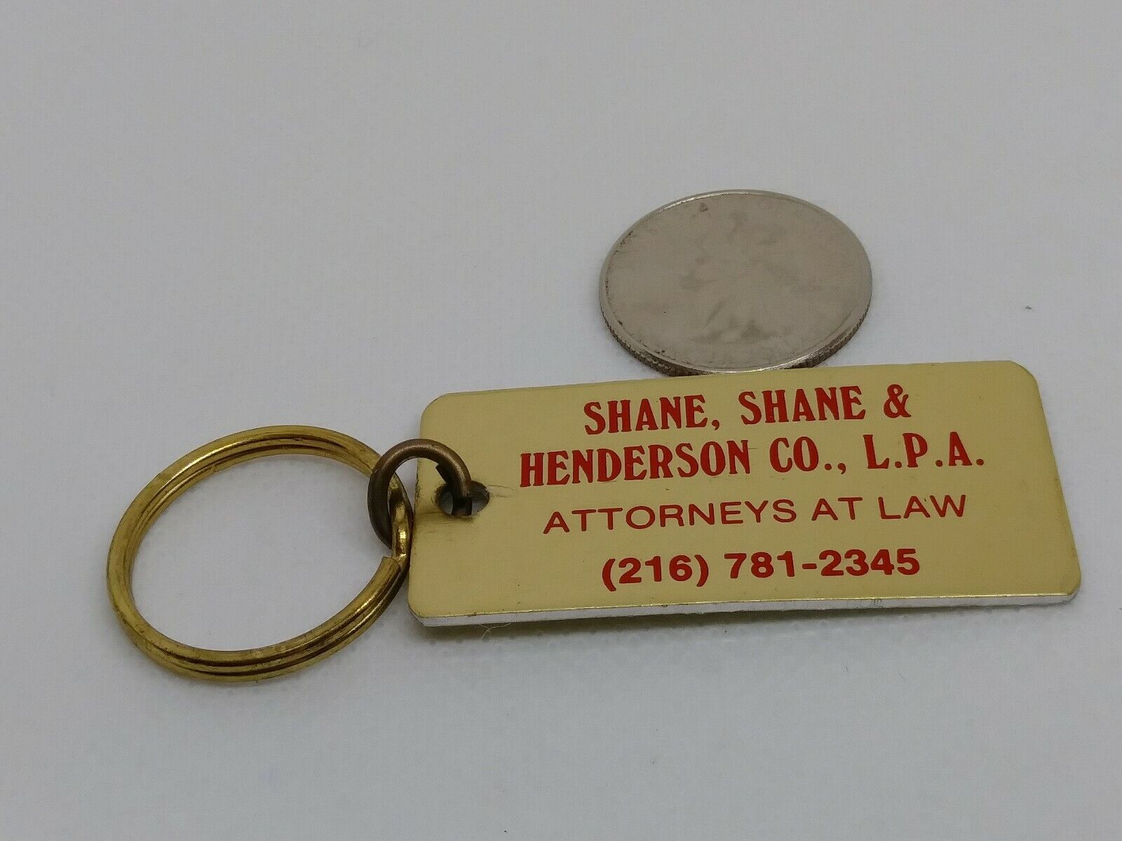 Vintage Metal Shane, Shane & Henderson Co L.P.A. Attorneys at Law Keychain 