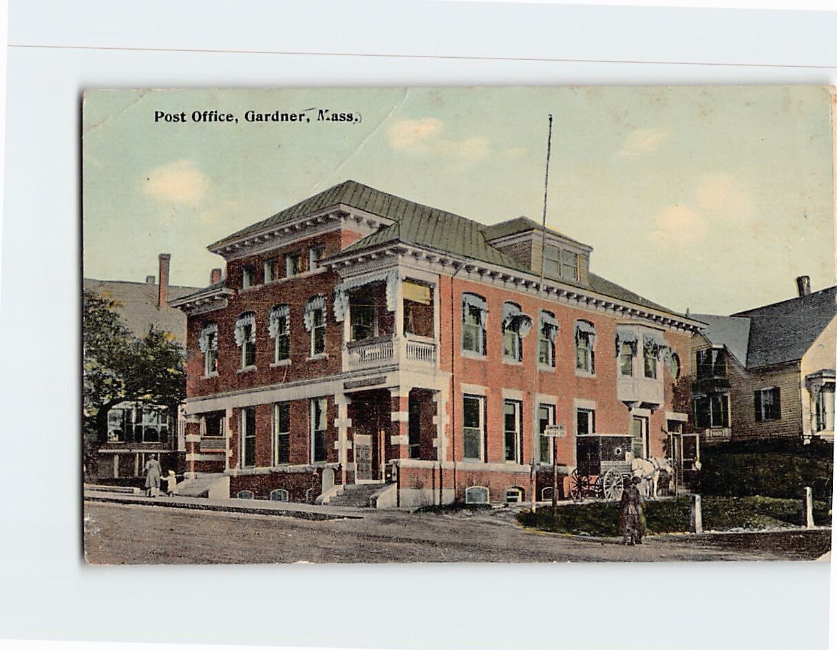 Postcard Post Office Gardiner Massachusetts USA