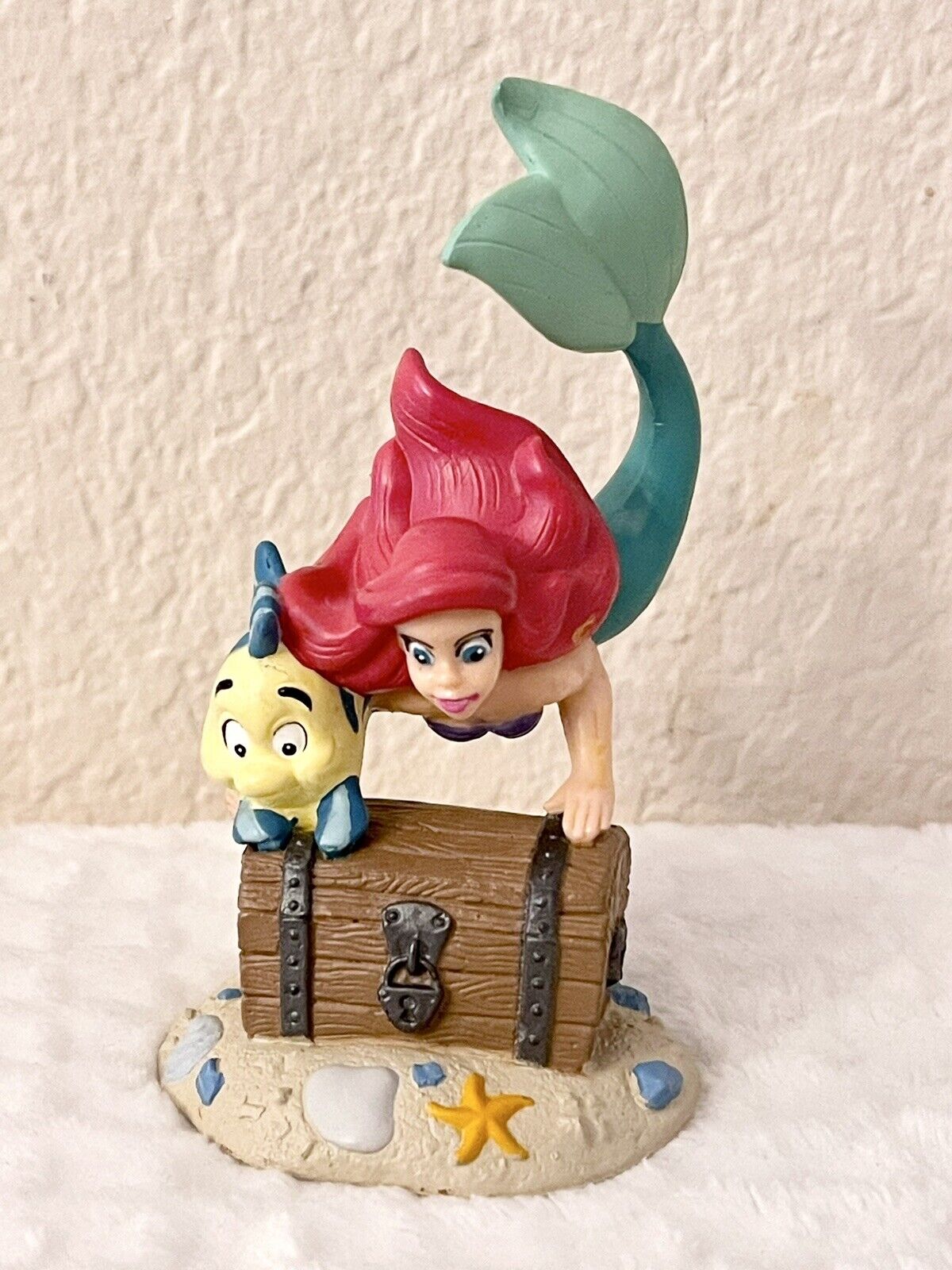 VTG Disney Store Little Mermaid & Flounder Treasure Chest Ariel PVC Figurine tag