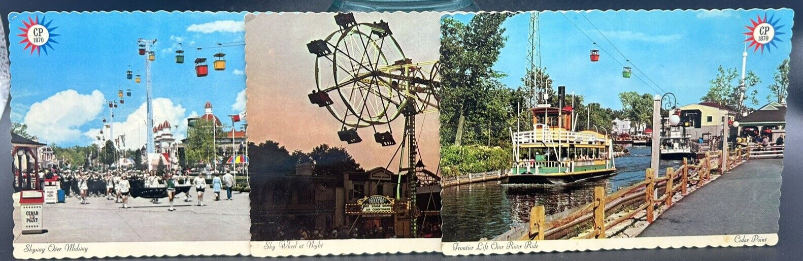 Set of 3 Vtg. Circa 1970s Cedar Point, Sandusky, OH Amusement Park Postcards