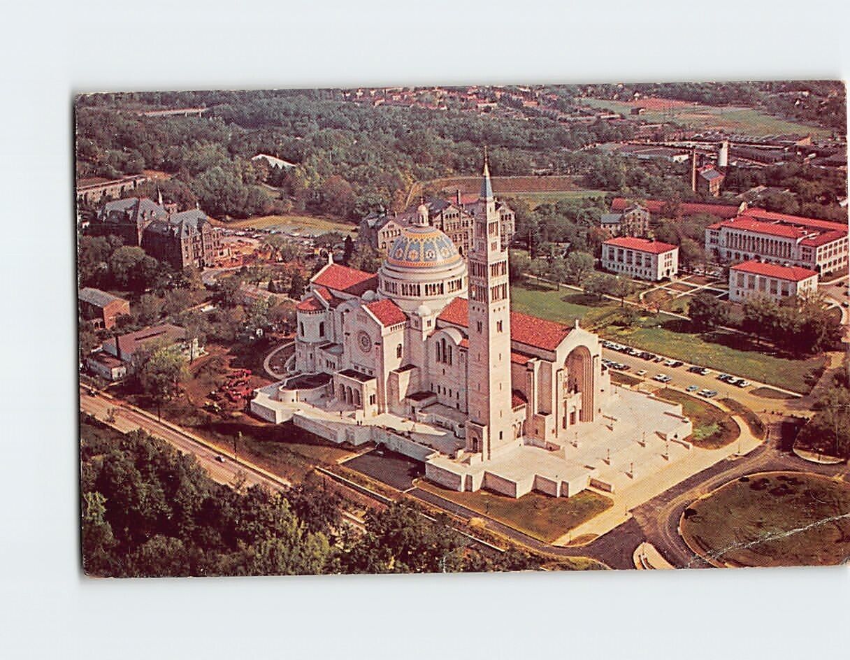 Postcard Aerial View of the National Shrine of the Immaculate Conception DC USA