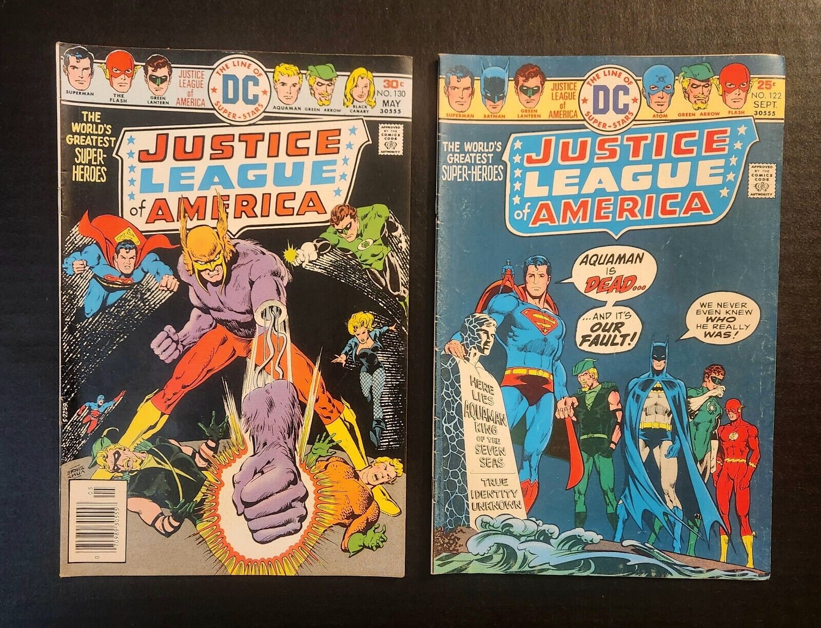 Justice League of America #122  And #130( Aquaman Dead ??).. Bronze Age Lot