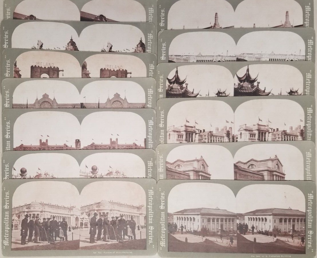 METROPOLITAN SERIES ~ 1903 WORLD\'S FAIR ~ LOT of 13 Antique Stereoview Cards