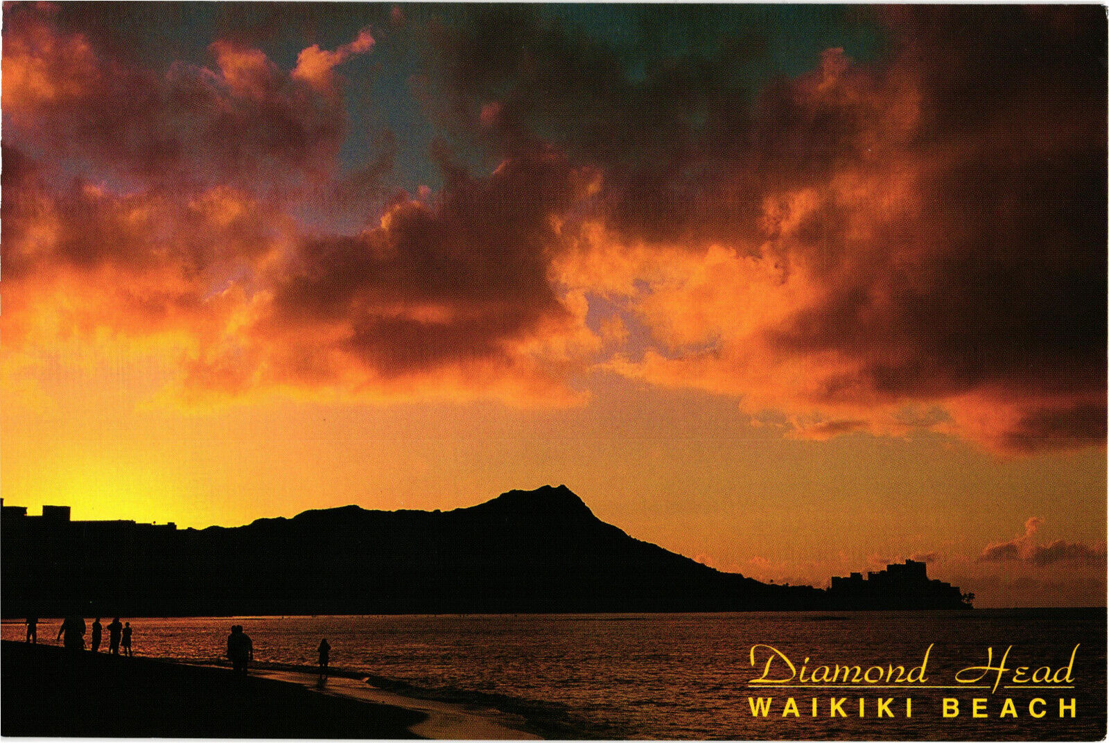 Diamond Head Waikiki Beach Sunset Postcard Unposted