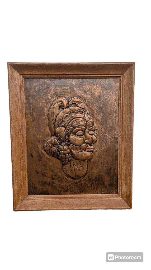 Pair Vintage Tribal African Hammered 3-D Copper Art 20”x 24” Framed