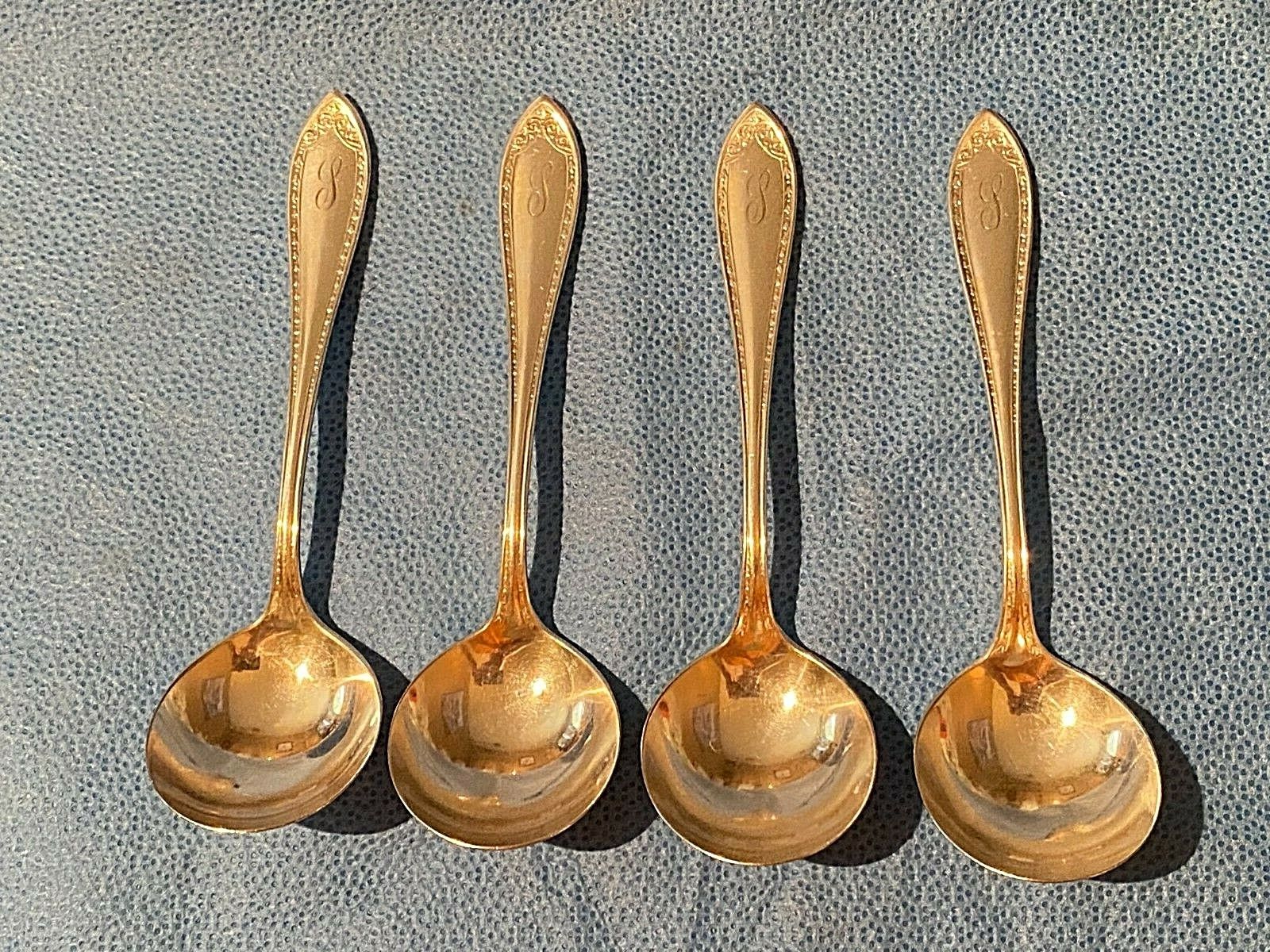 Set of 4 Vintage Community Silver Plate Boullion Spoons
